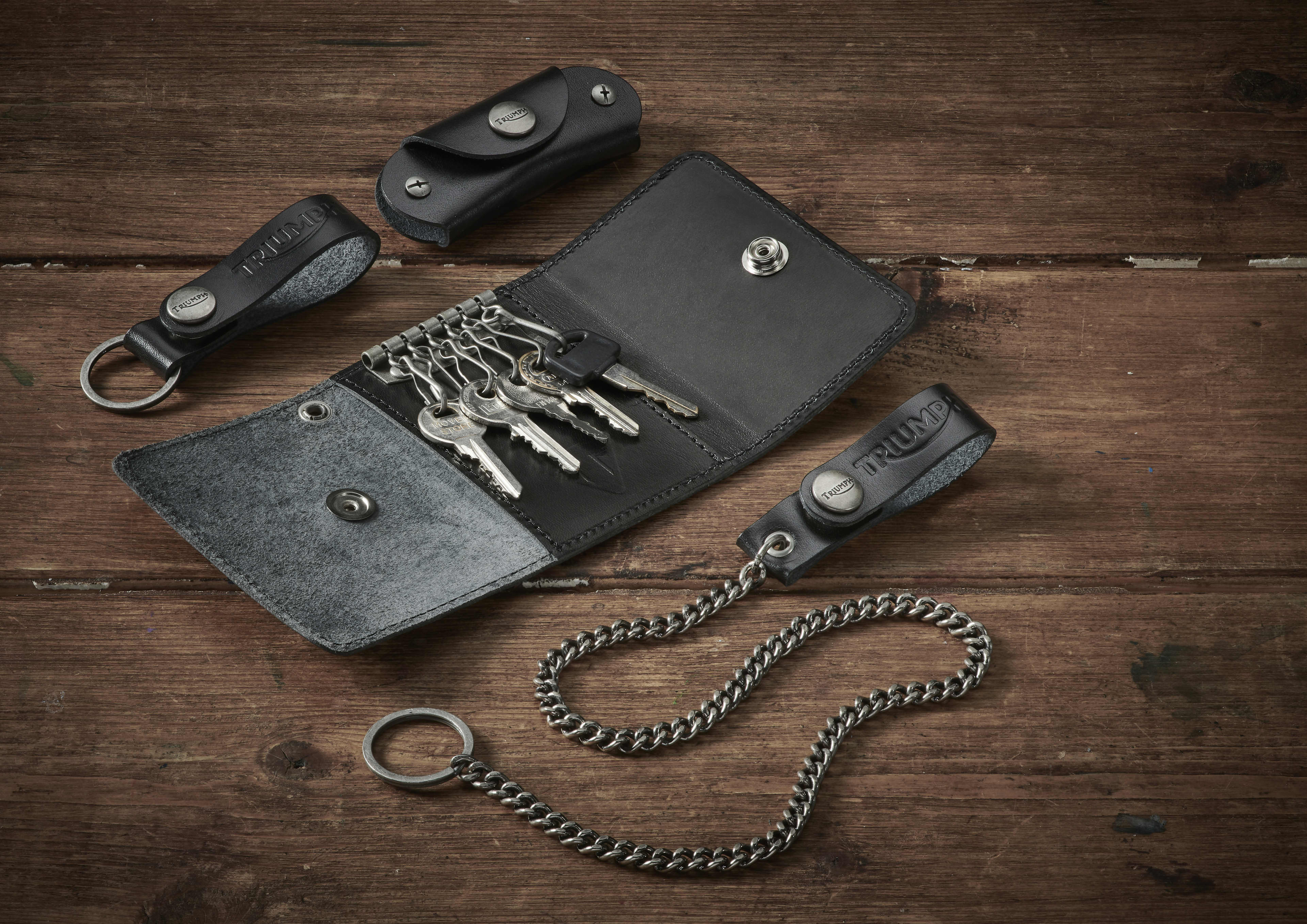 Leather Chain Lanyard in Black | Leather Accessories
